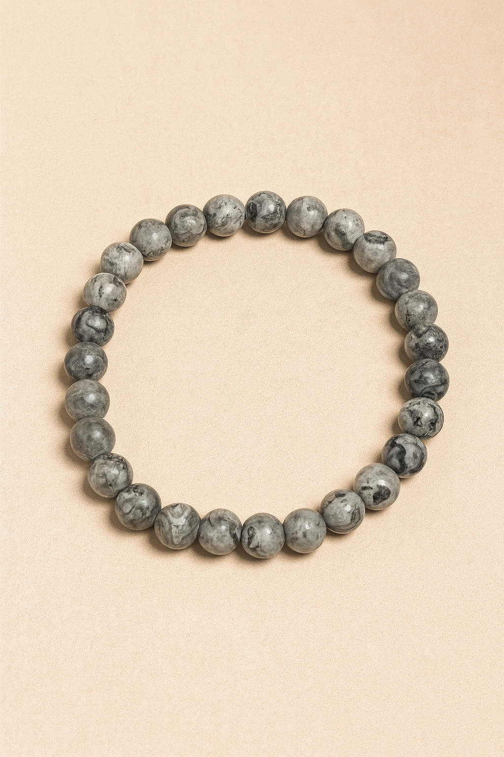 🌫 Grey Lace Agate Beaded Bracelet – Calm & Protection