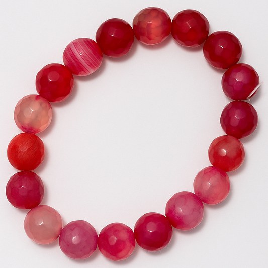 💕Dyed Pink Agate Faceted Bracelet – Vibrant Energy & Love