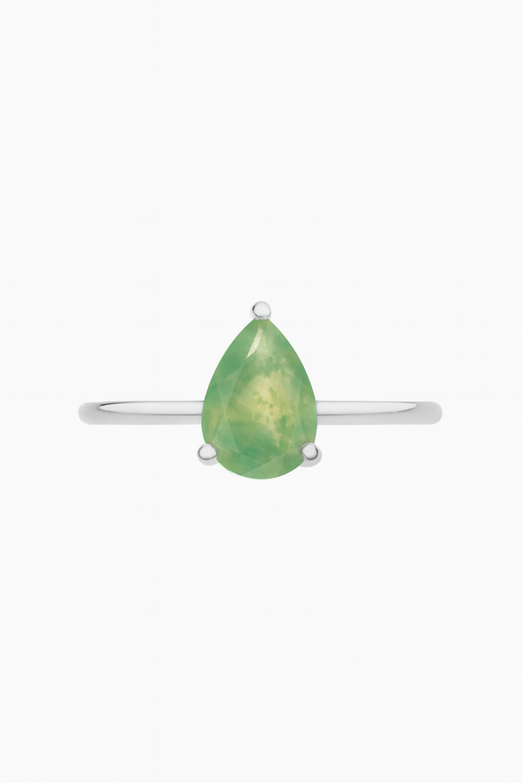 🌿 Silver Moss Agate Teardrop Ring (S925)